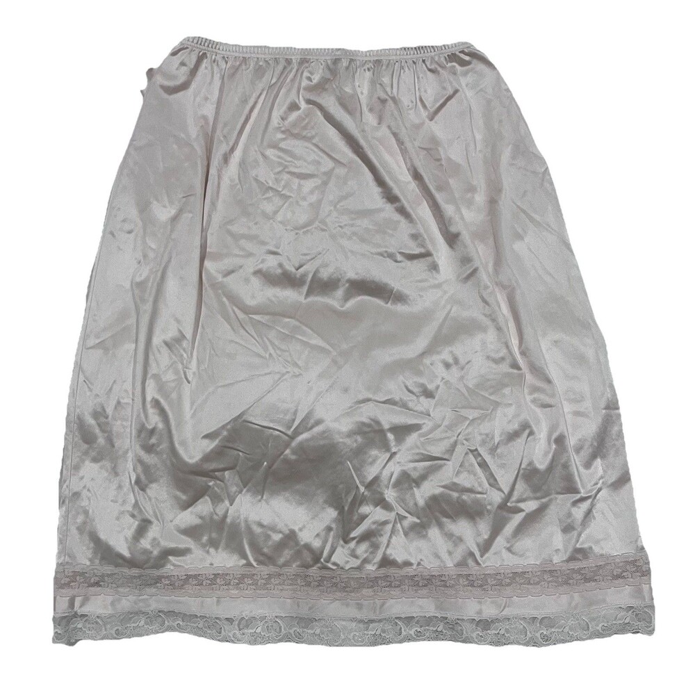 Vintage Lorraine Half Slip Lace Trim Beige Blush Nylon Length 26” Womens Size L